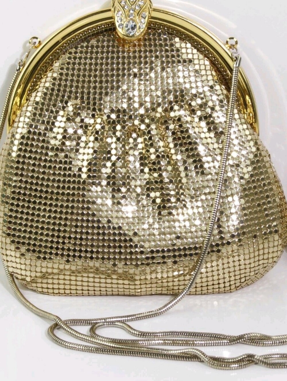 Carla Marchi Gold Sequin Evening Chain Shoulder Bag